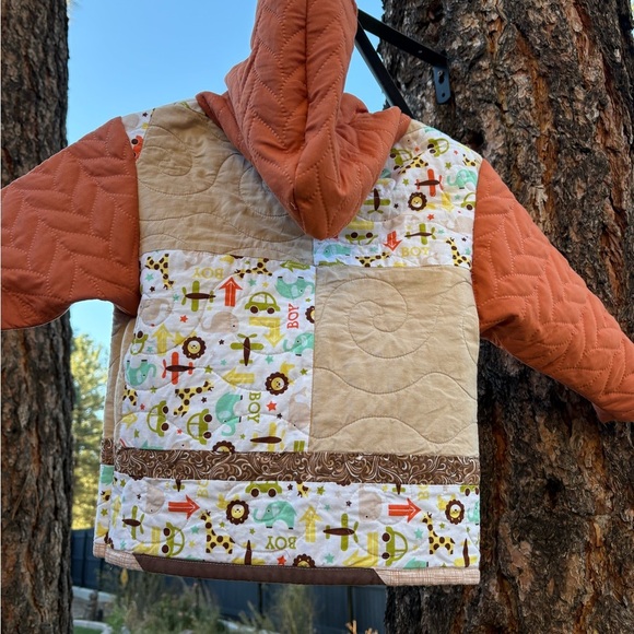 2T/3T Vintage Patchwork Quilted Jacket with Rust Sleeves - Picture 4 of 7